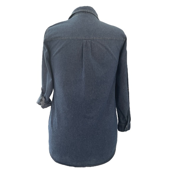 Timing Blue Jeans denim tunic 100% cotton, long sleeve roll- up, pockets, Sz: S - Picture 3 of 10